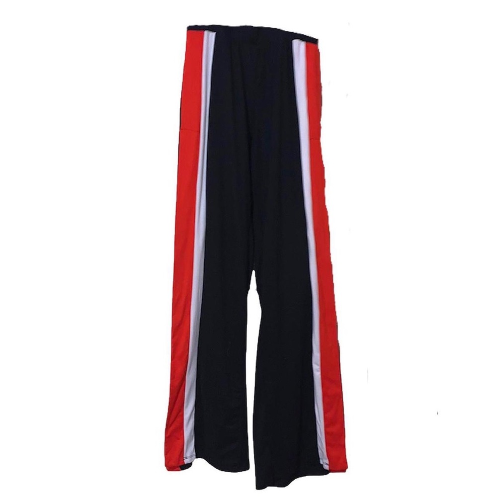 OPEN LEG BLACK, RED, AND WHITE HOT PANTS